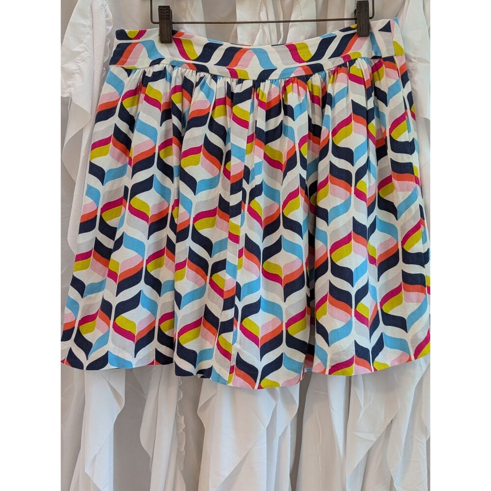 Cynthia Rowley Size 10 Linen Blend Lined Pleated Knee Length Skirt Pockets - Picture 15 of 16